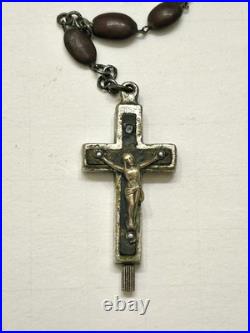 Antique Dual Relic Rosary St Dominic Tree Wood Roman Catacomb Earth Box Crucifix