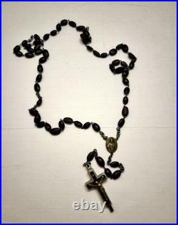 Antique Dual Relic Rosary St Dominic Tree Wood Roman Catacomb Earth Box Crucifix