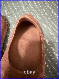 Antique Dutch Wooden Clogs Holland Hand Carved Work Shoes Folk Art Primitive