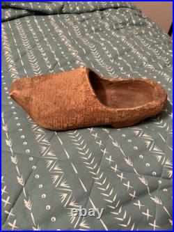 Antique Dutch Wooden Clogs Holland Hand Carved Work Shoes Folk Art Primitive