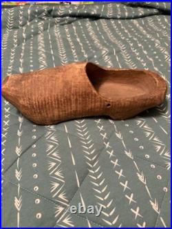 Antique Dutch Wooden Clogs Holland Hand Carved Work Shoes Folk Art Primitive