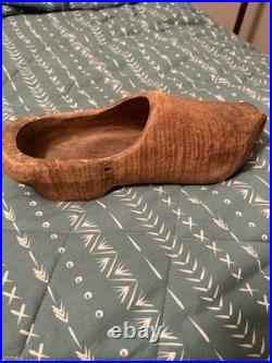 Antique Dutch Wooden Clogs Holland Hand Carved Work Shoes Folk Art Primitive