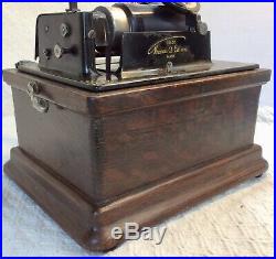 Antique EDISON talking machine phonograph FIRESIDE COMBO-Cyg Horn/K Reproducer