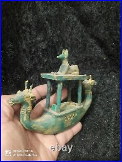 Antique EGYPTIAN Boat GOD ANUBIS Ancient Stone Tour Funeral Pharaonic Nile River