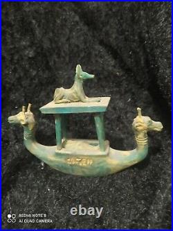 Antique EGYPTIAN Boat GOD ANUBIS Ancient Stone Tour Funeral Pharaonic Nile River