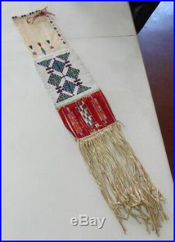 Antique Early 20th Century Native American Sioux Beaded & Quill Pipe Bag