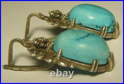 Antique Earrings 84 Silver Turquoise Imperial Russian 1908