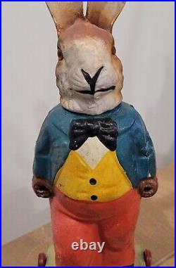 Antique Easter Candy Container Rabbit On Wheel