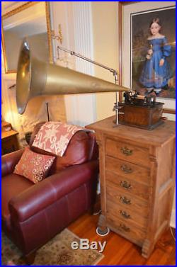 Antique Edison Cylinder Phonograph, 80 + Cylinders, and Cylinder Storage Cabinet