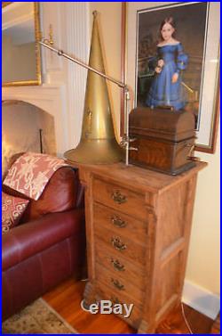 Antique Edison Cylinder Phonograph, 80 + Cylinders, and Cylinder Storage Cabinet