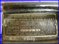 Antique Edison Home Cylinder Phonograph Record Player & Morning Glory Horn