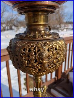 Antique Electrified Brass Covered Cast Iron Three-tier Piano Organ Floor Lamp