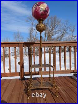 Antique Electrified Brass Covered Cast Iron Three-tier Piano Organ Floor Lamp