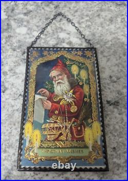 Antique Embossed Gold Santa Claus Postcard Postmarked 1913 Green Ben Franklin 1