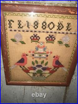 Antique Embroidery Stitched Sampler