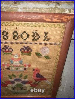 Antique Embroidery Stitched Sampler