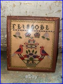 Antique Embroidery Stitched Sampler