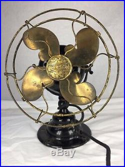 Antique Emerson 8 Brass Blade Electric fan with Bullwinkle Blades