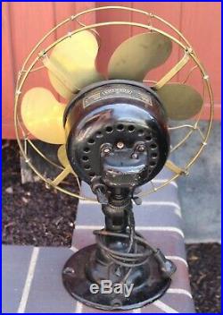Antique Emerson Brass 6 Blade Cage 3 Speed Electric Fan Type 21666 No. 192098