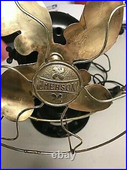 Antique Emerson Electric Fan Type 19644 No. 165696 And Brass Parker Blades Works