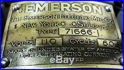 Antique Emerson Fan 6-Brass Blade 12-in, Model 71666 3-spd Oscillating