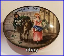 Antique Enamel Trinket Or Snuff Box Handpainted