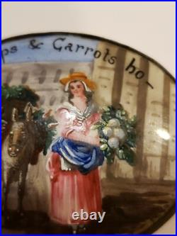 Antique Enamel Trinket Or Snuff Box Handpainted