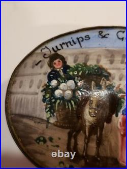 Antique Enamel Trinket Or Snuff Box Handpainted