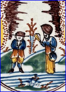 Antique English Delft Polychrome Plate Dish 18th Century Chinoiserie Faience