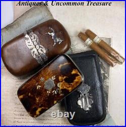 Antique European Fine Leather Cigar Case or Money Pouch, Wallet, Expands 1 3