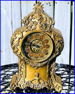 Antique F. Kroeber Clock Co. 1880's Germany Europe 8 Day Chiming Mantle Clock