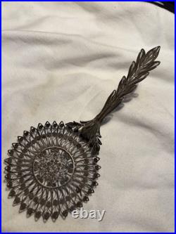 Antique Filigree C 1890 Silver Tea Strainer 5 NH farmhouse find