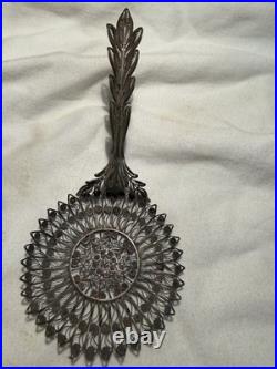 Antique Filigree C 1890 Silver Tea Strainer 5 NH farmhouse find