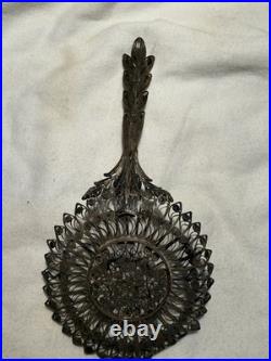 Antique Filigree C 1890 Silver Tea Strainer 5 NH farmhouse find