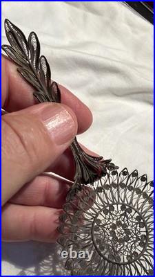 Antique Filigree C 1890 Silver Tea Strainer 5 NH farmhouse find