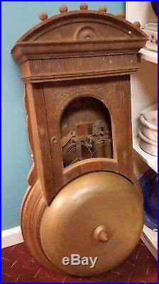 Antique Fire Alarm Wood Cased Firestation Brass Gong Alarm HUGE 3' w 14 BELL