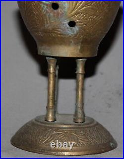 Antique Floral Brass Incense Burner With Cross