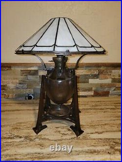 Antique Footed Urn Base Leaded Lamp Arts And Crafts Mission Lamp