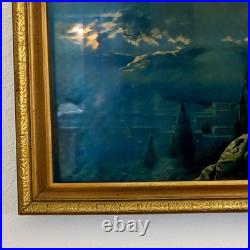 Antique Framed Jesus In The Garden Of Gethsemane Gold Tone Large 17.75 X 33.5