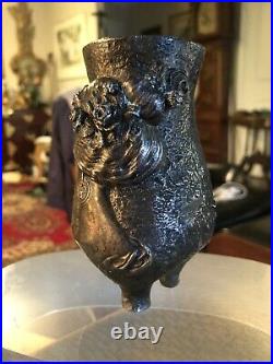 Antique French Art Nouveau Louchet Cisele Bronze Vase 4.75 C. 1900