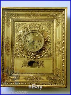 Antique French/Austrian Fancy Picture Gold Color Frame Wooden Clock