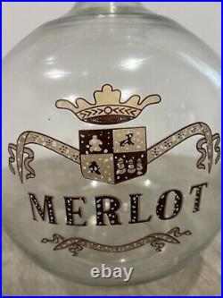 Antique French Blown Glass Gallon MERLOT Bottle Wine Large 12 Handpainted