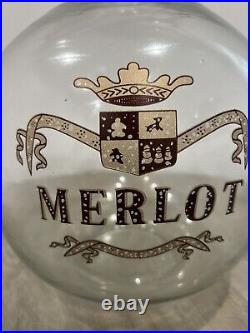 Antique French Blown Glass Gallon MERLOT Bottle Wine Large 12 Handpainted