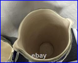 Antique French Gustave De Bruyn Barbotine Garnitures 3pc Mantle Set Art Nouveau