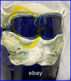 Antique French Gustave De Bruyn Barbotine Garnitures 3pc Mantle Set Art Nouveau