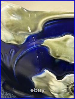 Antique French Gustave De Bruyn Barbotine Garnitures 3pc Mantle Set Art Nouveau