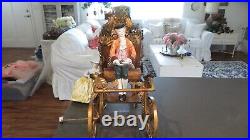 Antique French Italian Coronation Toile Lamp Figurines Horse Carriage or Coach