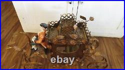 Antique French Italian Coronation Toile Lamp Figurines Horse Carriage or Coach