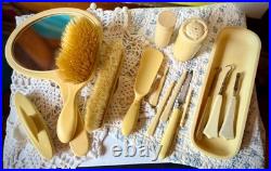Antique French Ivory Celluloid Vanity Set 13pc E Dupont/Loonen France Edwardian