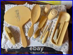 Antique French Ivory Celluloid Vanity Set 13pc E Dupont/Loonen France Edwardian